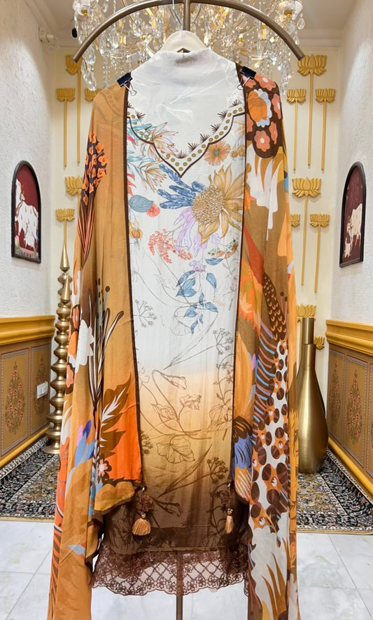 Aafiya Pastel Whisper Suit (Brown)