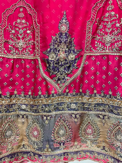 Ishra Zari Grace Suit (Magenta)