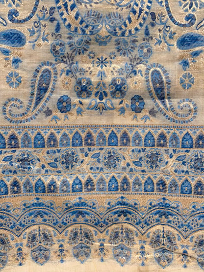 Sahiba Jamdani Weave Suit (Beige & Blue)