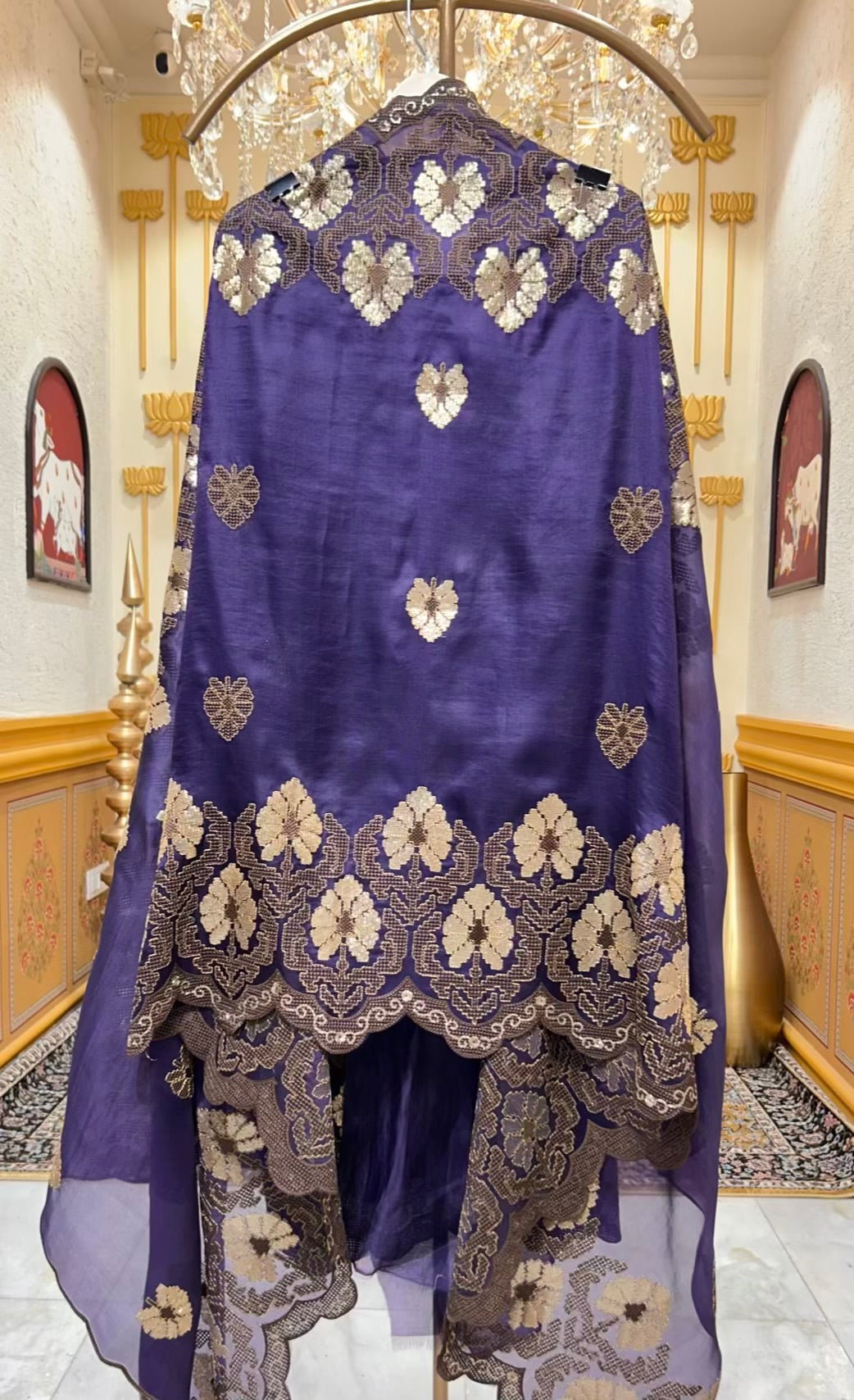 Zehriya Sequin Veil Suit (Peacock Blue)