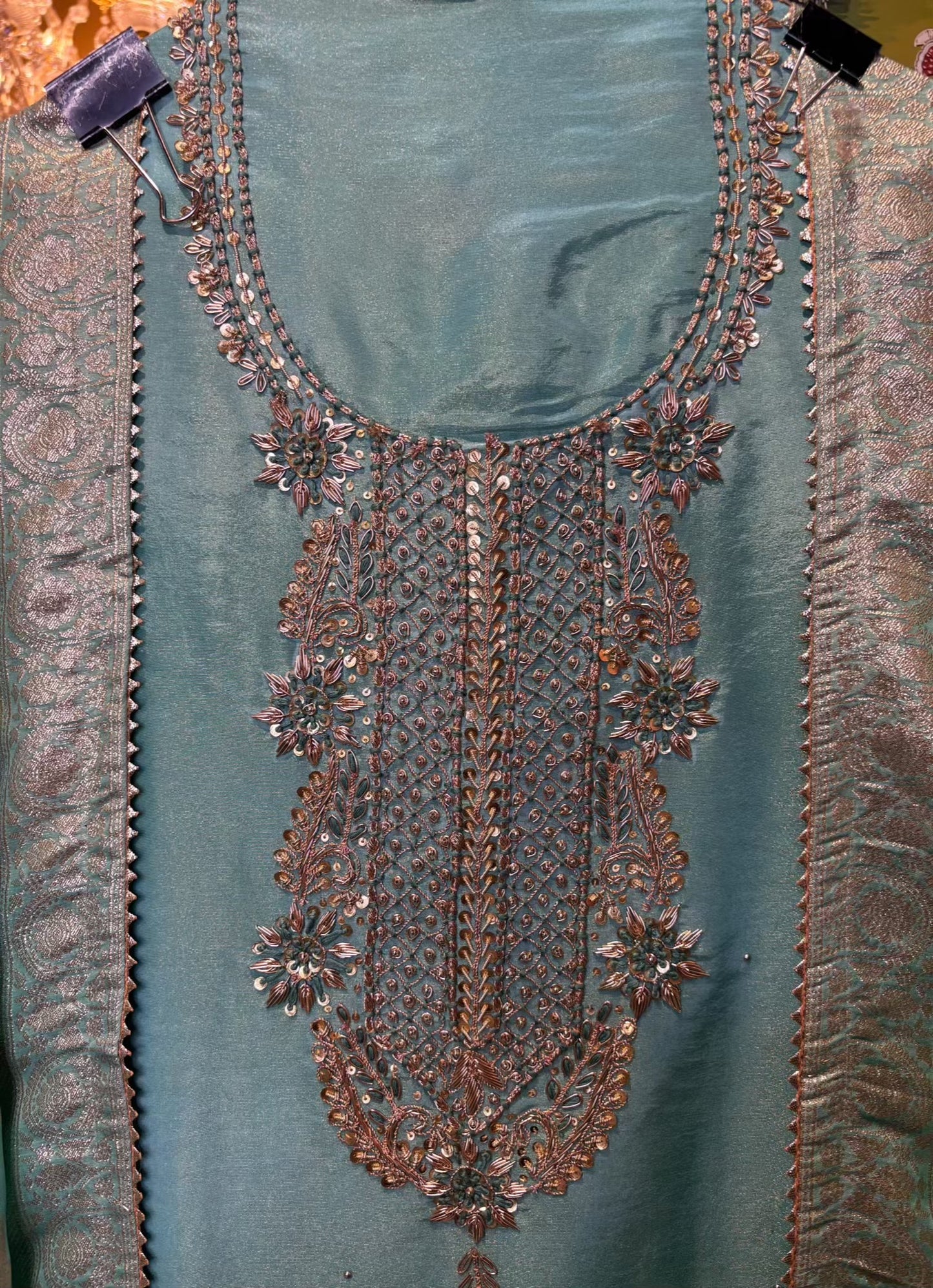 Meherbaan Silk Organza Suit (Blue)