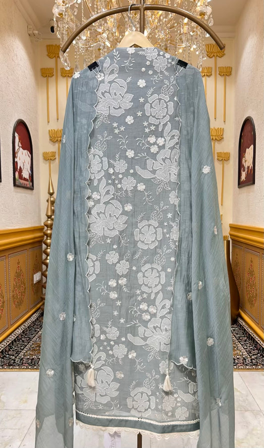 Aafiya Moti Mul Suit (Powder Blue)