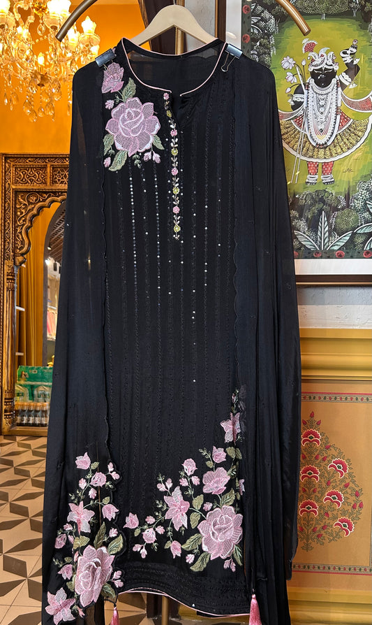 Suhani Chinon Suit (Black)