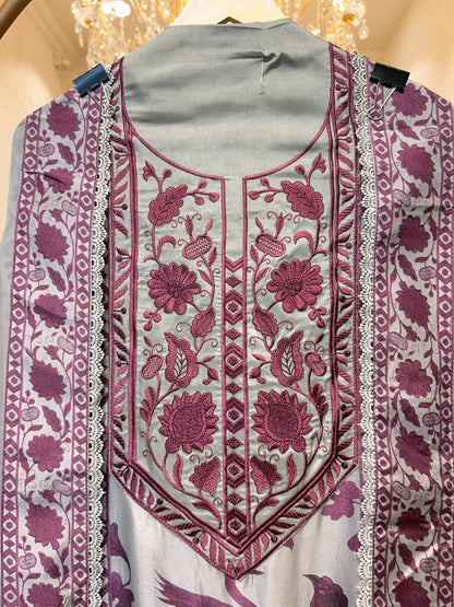 Aavira Thread Naqsh Silk Suit (Pista Green Wine)