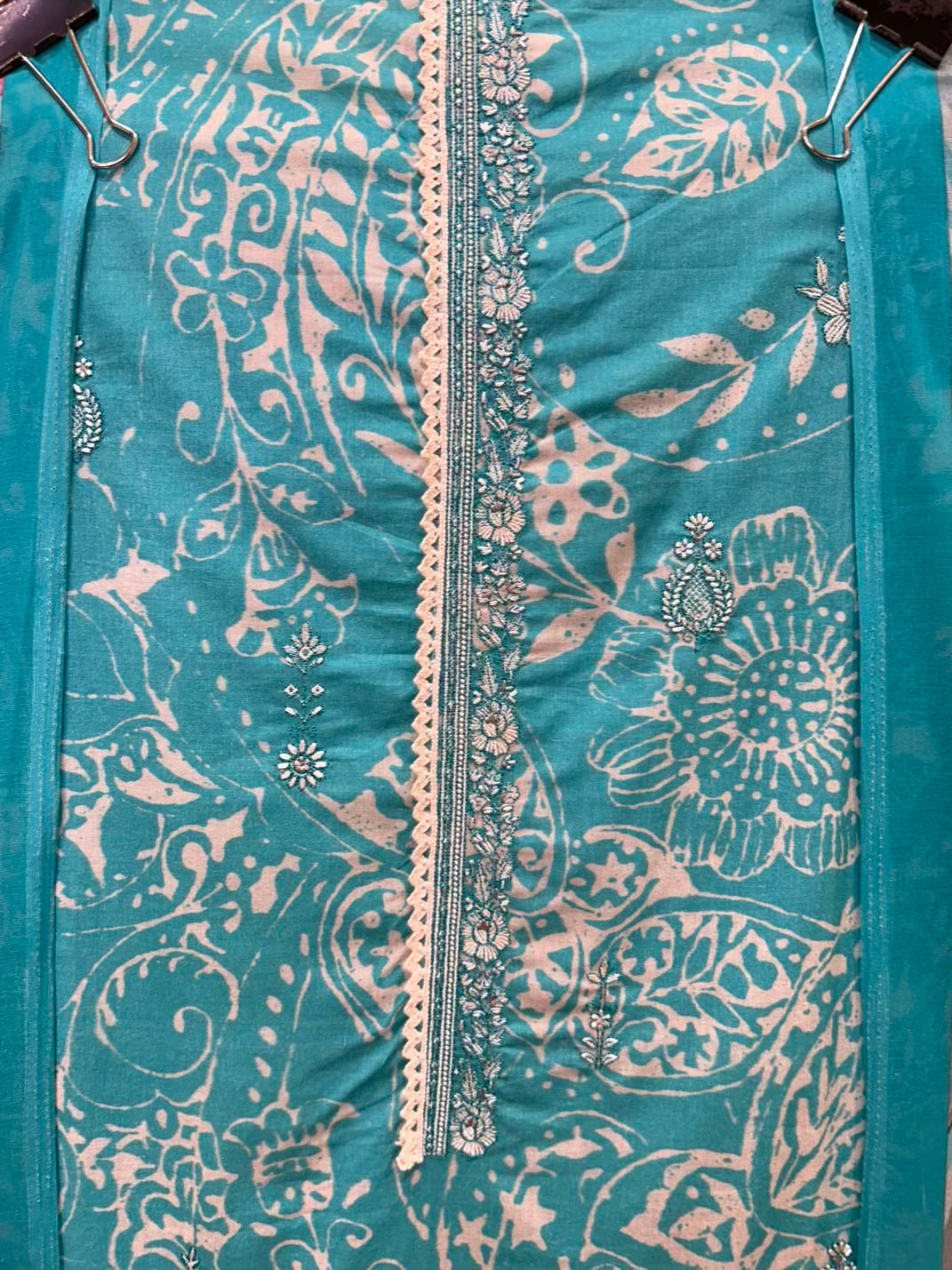 Aafiya Cotton Veil Suit (Blue)