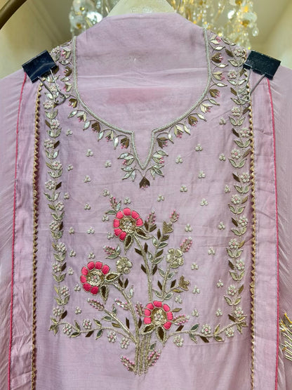 Ishara Gota Chanderi Suit (Light Purple)