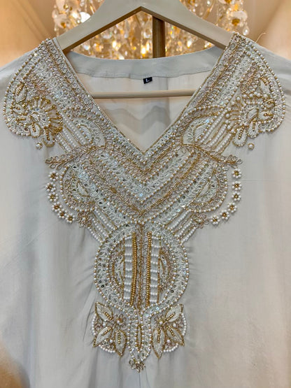 Rehva Handcrafted Kaftan Set (Ivory)
