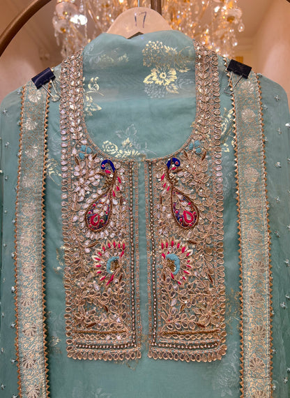 Mehrina Tissue Noor Suit (Sea Green)