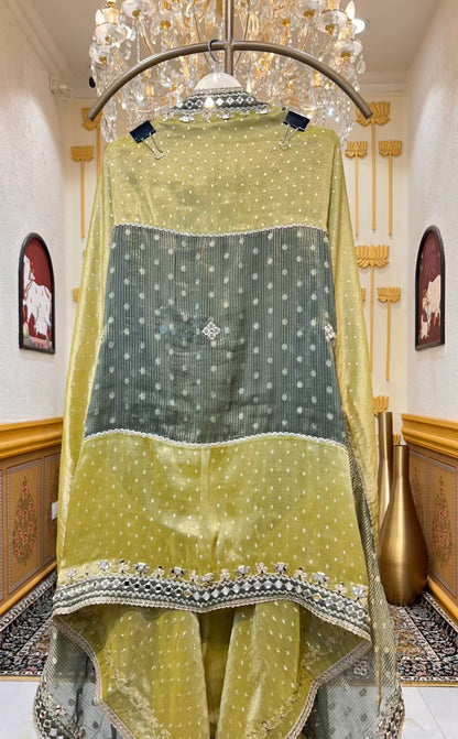 Nooriza Gota Aaina Suit (Lime Green)