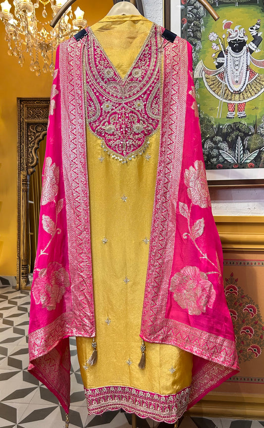 Saanviya Organza Suit (Yellow)