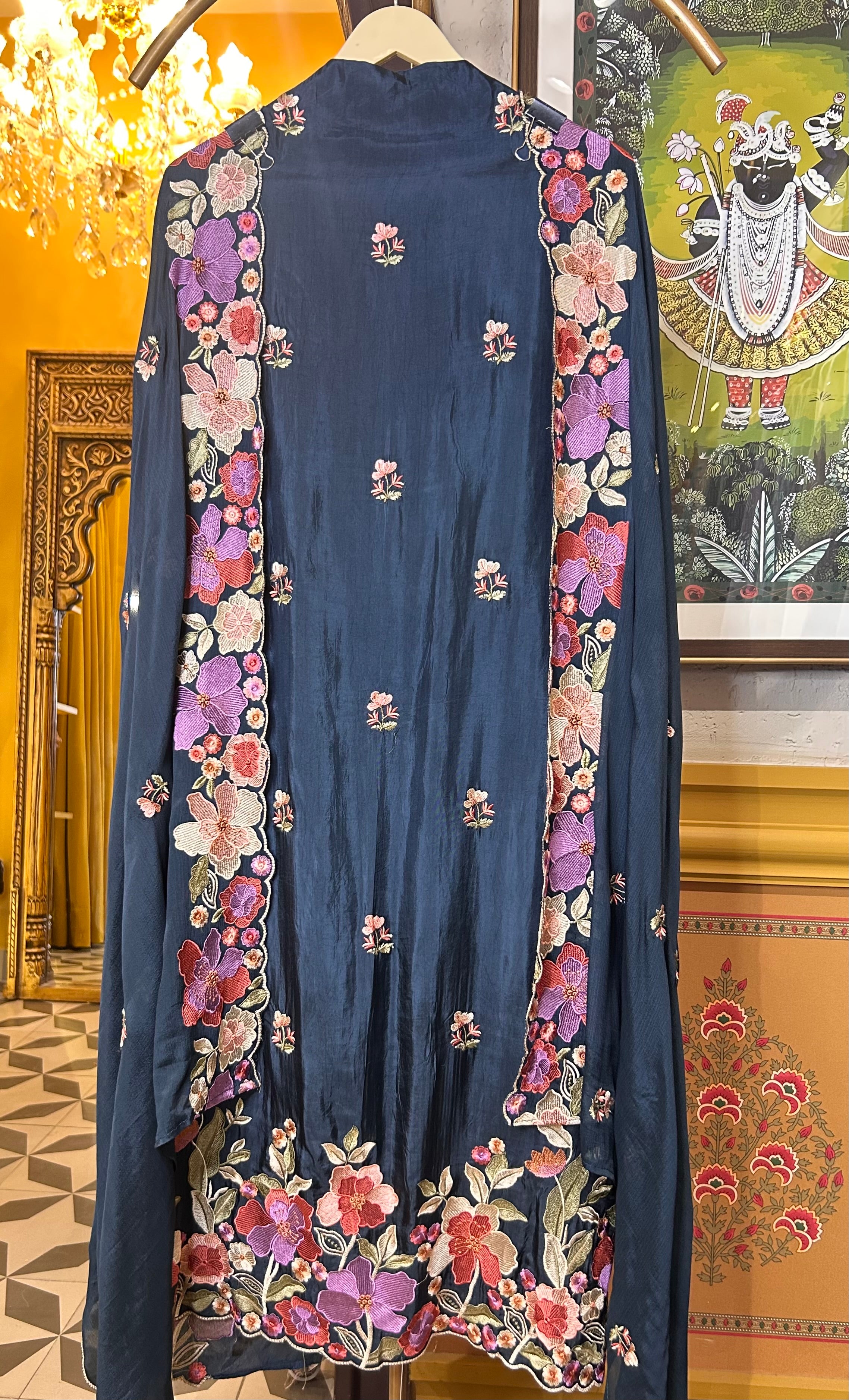 Resham Rang Suit (Peacock Blue)
