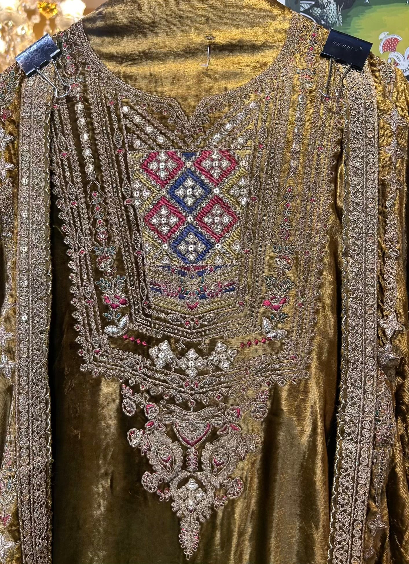 Naaz-é-Velvet Suit (Mustard)