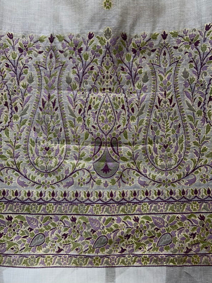 Ishmira Jamdhani Noor Suit (Beige & Purple)