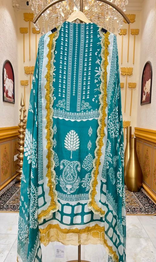 Aafiya Print Veil Suit (Green)