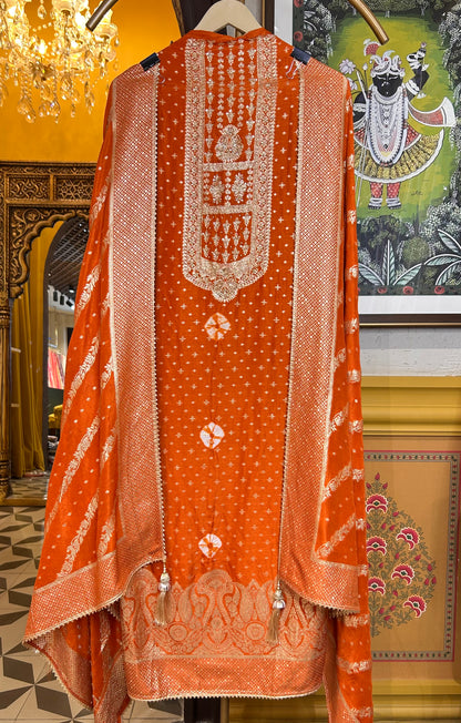 Raavya Banarasi Suit (Orange)
