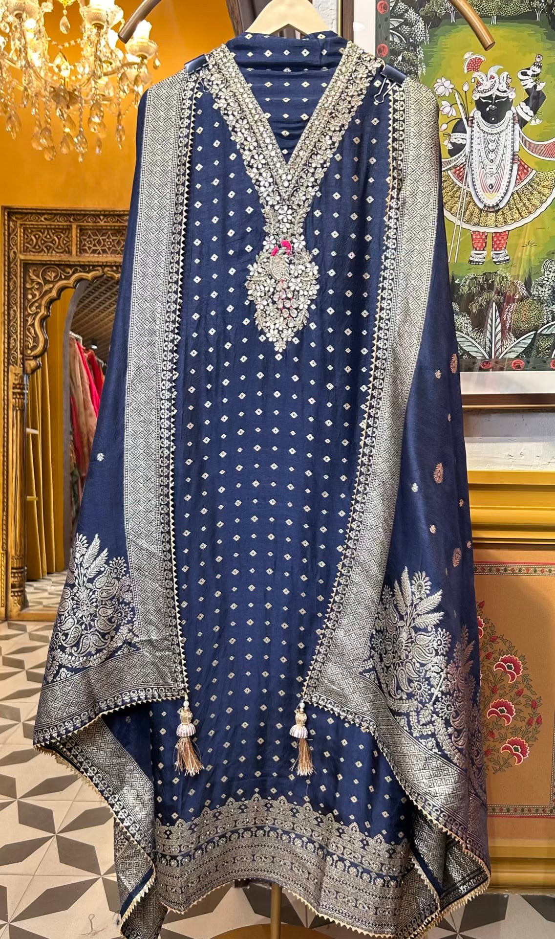 Zarfeenah Banarasi Suit (Peacock Blue)