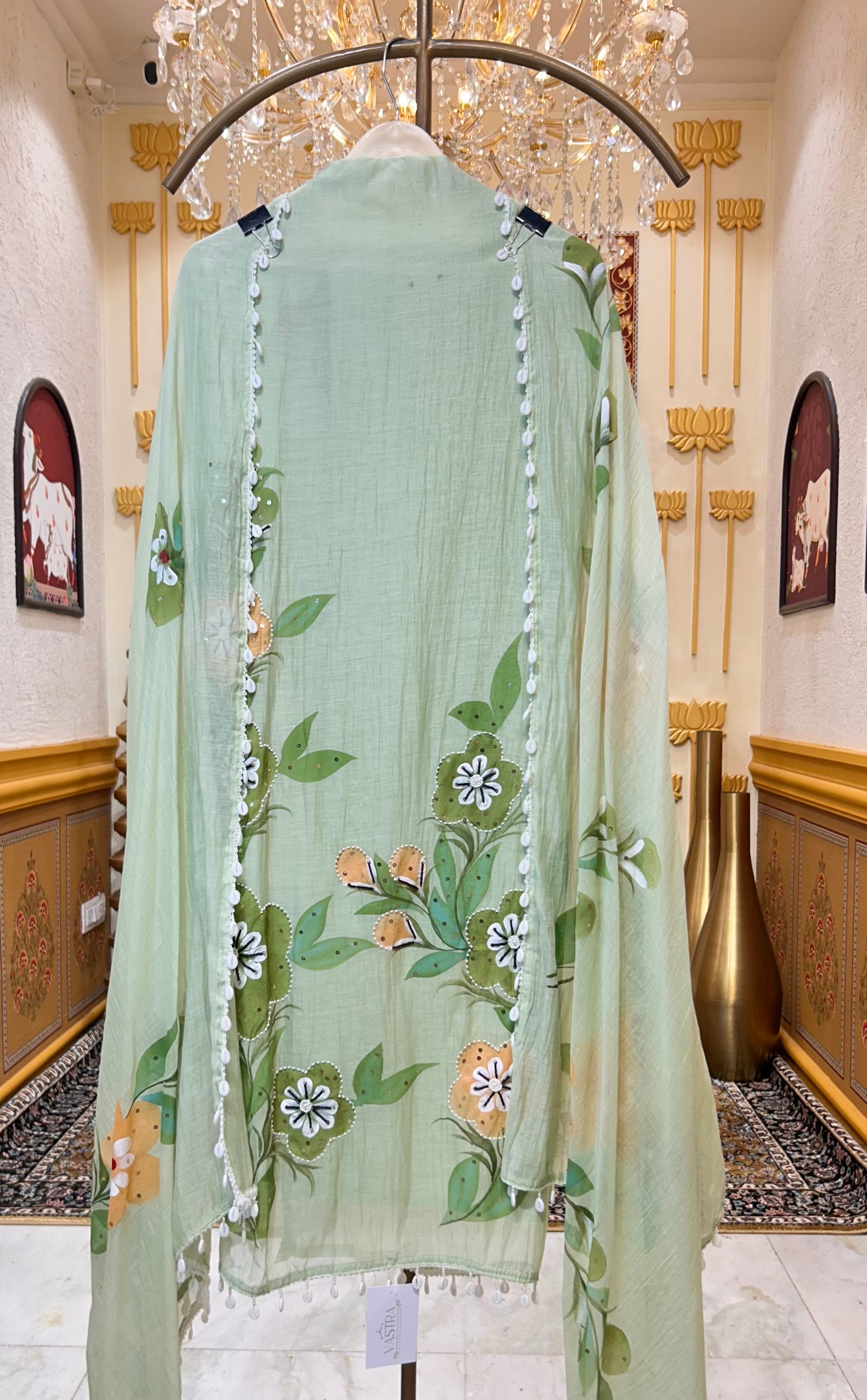 Mehar Handpaint Pearl Suit (Green)
