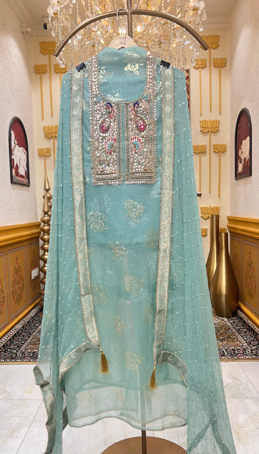 Mehrina Tissue Noor Suit (Sea Green)