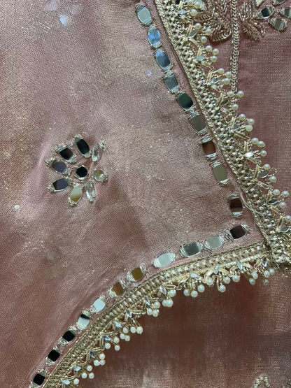 Zarqina Sheesha Chamak Suit (Peach)