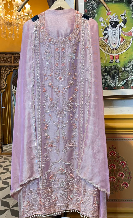 Arzeena Organza Suit (Pink)