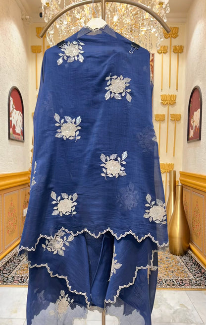 Zarvika Zari Phool Suit (Navy Blue)