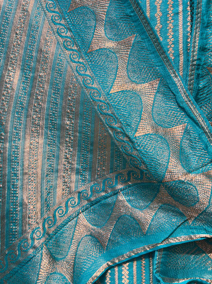 Ishira Banarasi Weave Noor (Sky Blue)