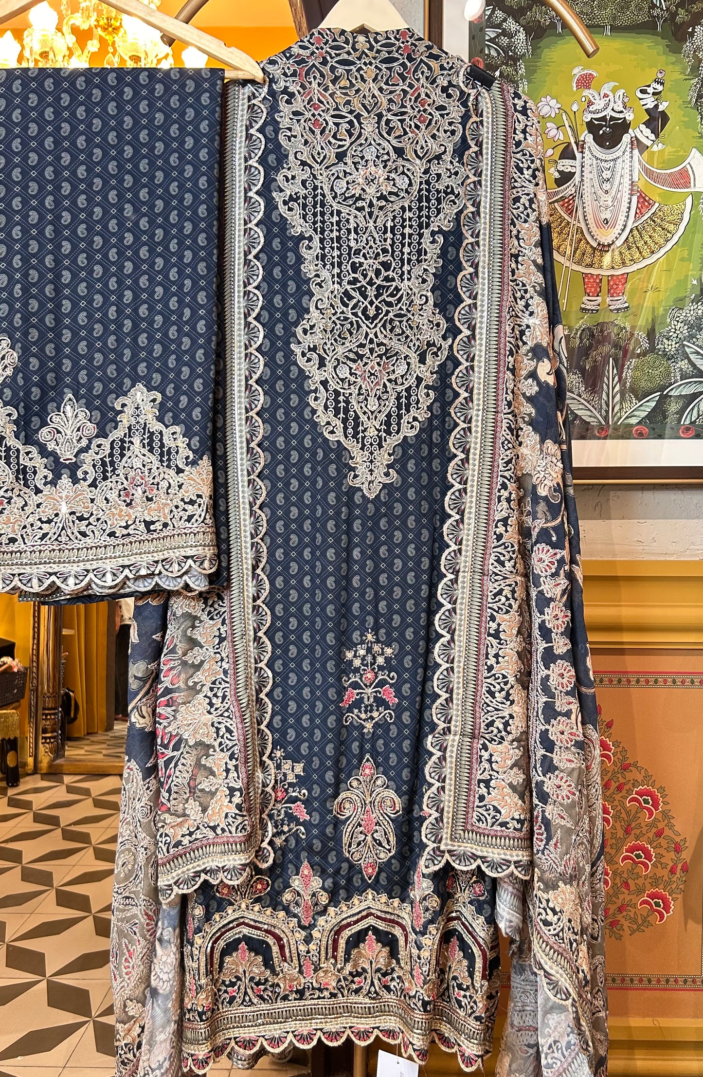 Ziyana Crepe Suit (Blue)