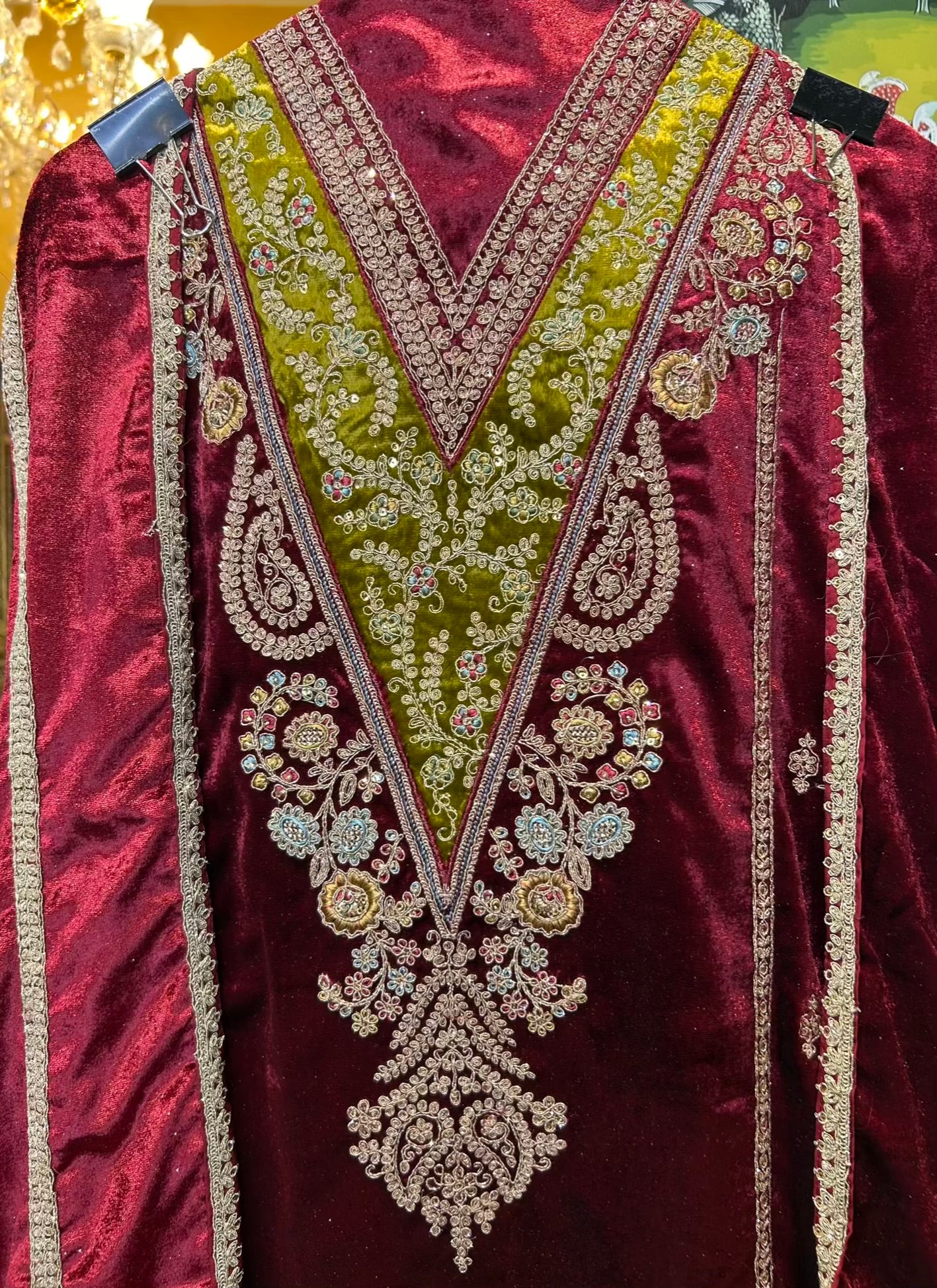 Ruhbaan Velvet Suit (Maroon)