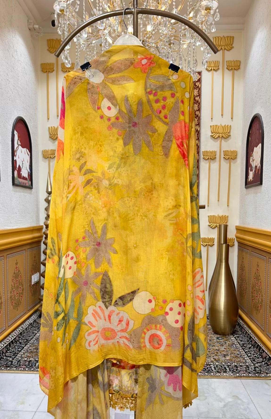 Elara Printed Veil Suit (Yellow)