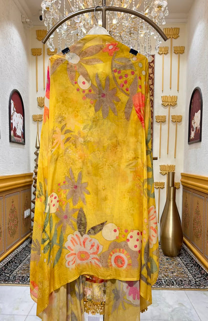 Elara Printed Veil Suit (Yellow)