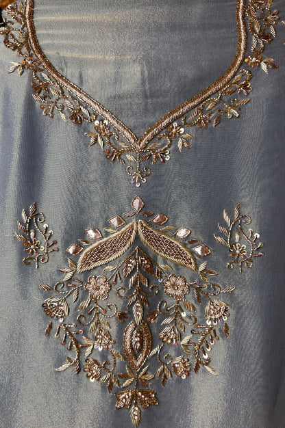 Nayra Dabka Work Organza Suit (Teal)