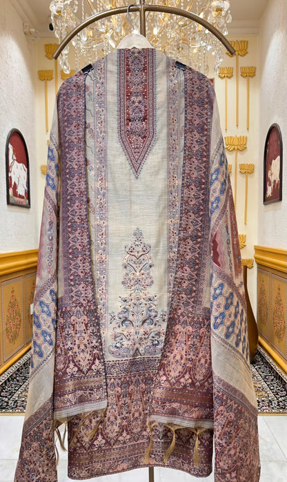 Sahiba Jamdhani Weave Suit (Maroon)
