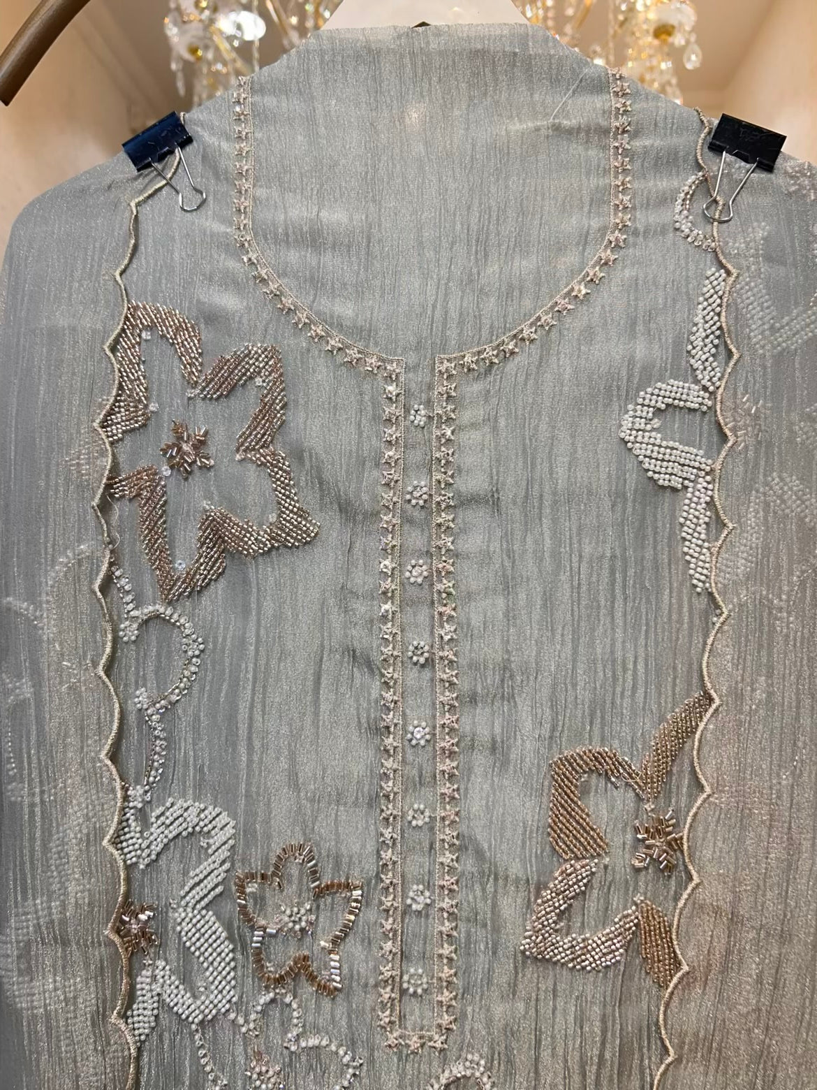 Aarifa Crush Karigari Suit (Pista Green)