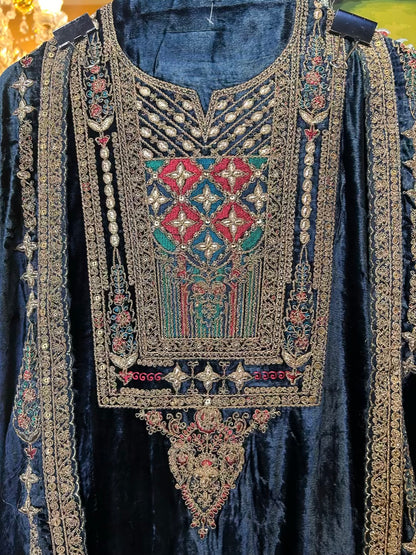 Naaz-é-Velvet Suit (Blue)