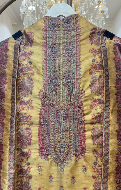 Mehira Tussar Silk Suit (Mustard)