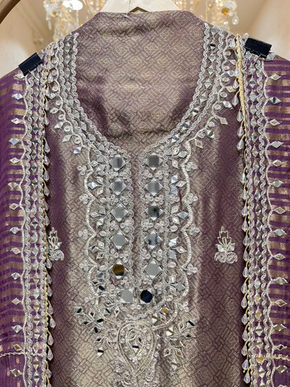 Nazneen Shimmer Dori Suit (Lavender)
