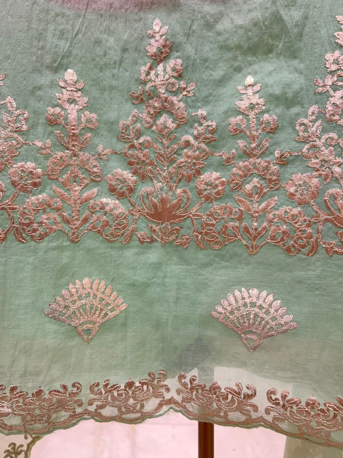 Mahira Gota Chanderi Suit (Pink & Green)