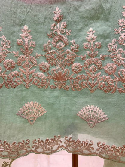 Mahira Gota Chanderi Suit (Pink & Green)