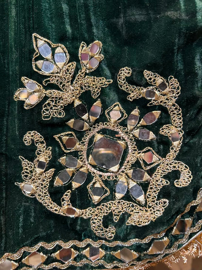 Shahnoor Velvet Slit Dress (Green)