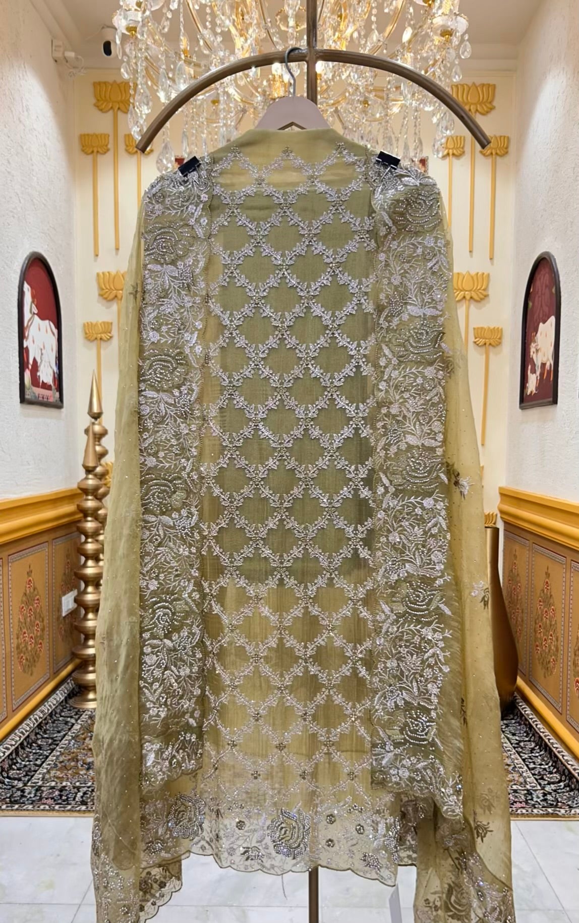Mehrya Zari Élan Suit (Mehendi Green)