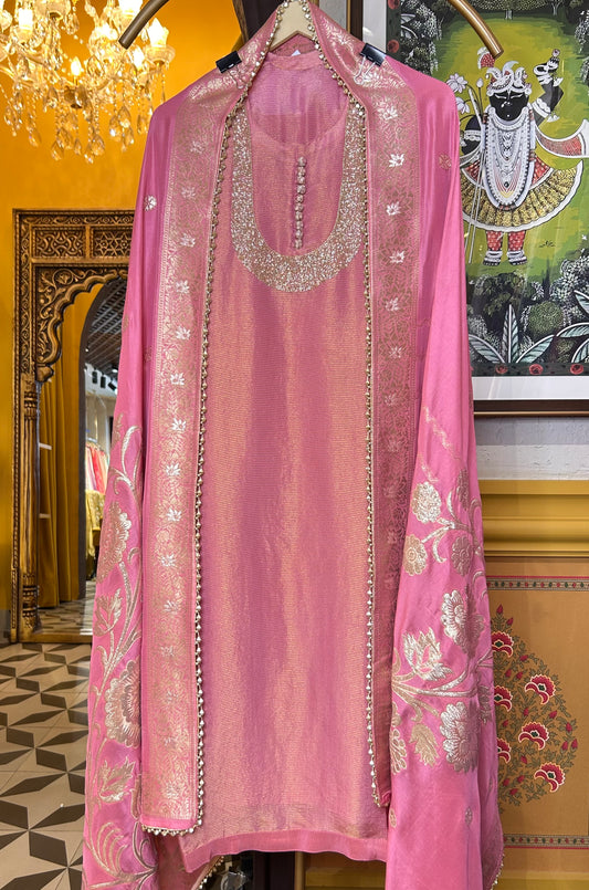 Noorban Organza Suit (Pink)