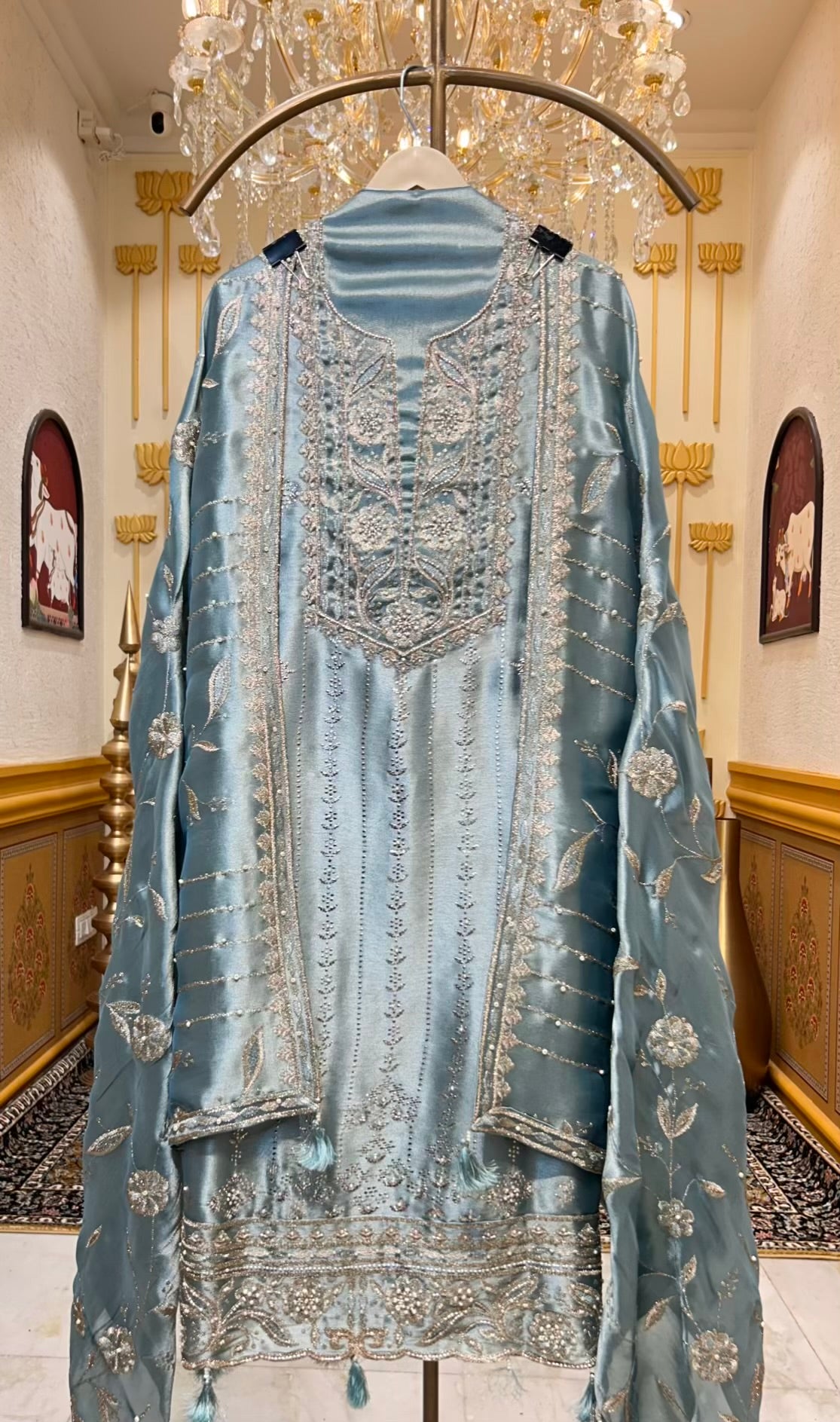 Mehraz Éclat Mukaish Suit (Green)