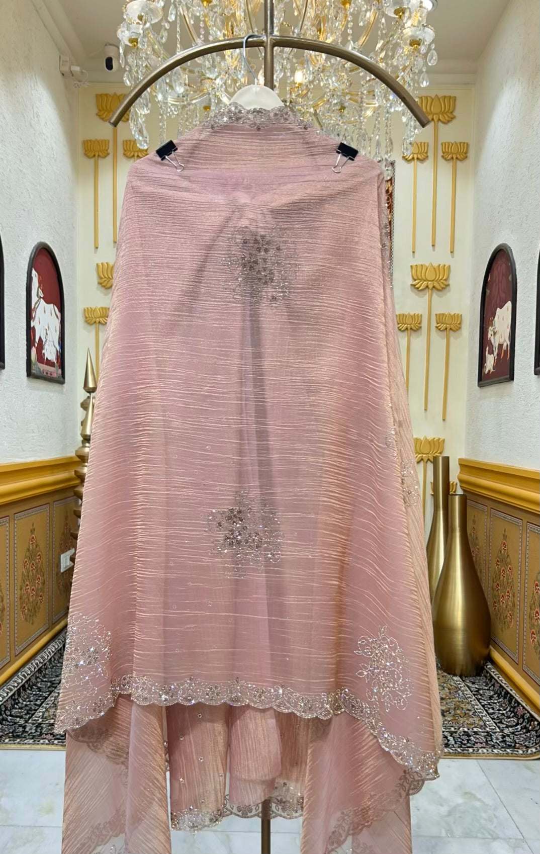 Zehraani Stone Veil Suit (Peach)