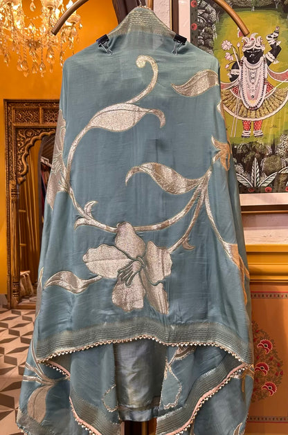 Meerbaaz Banarasi Suit (Powder Blue)
