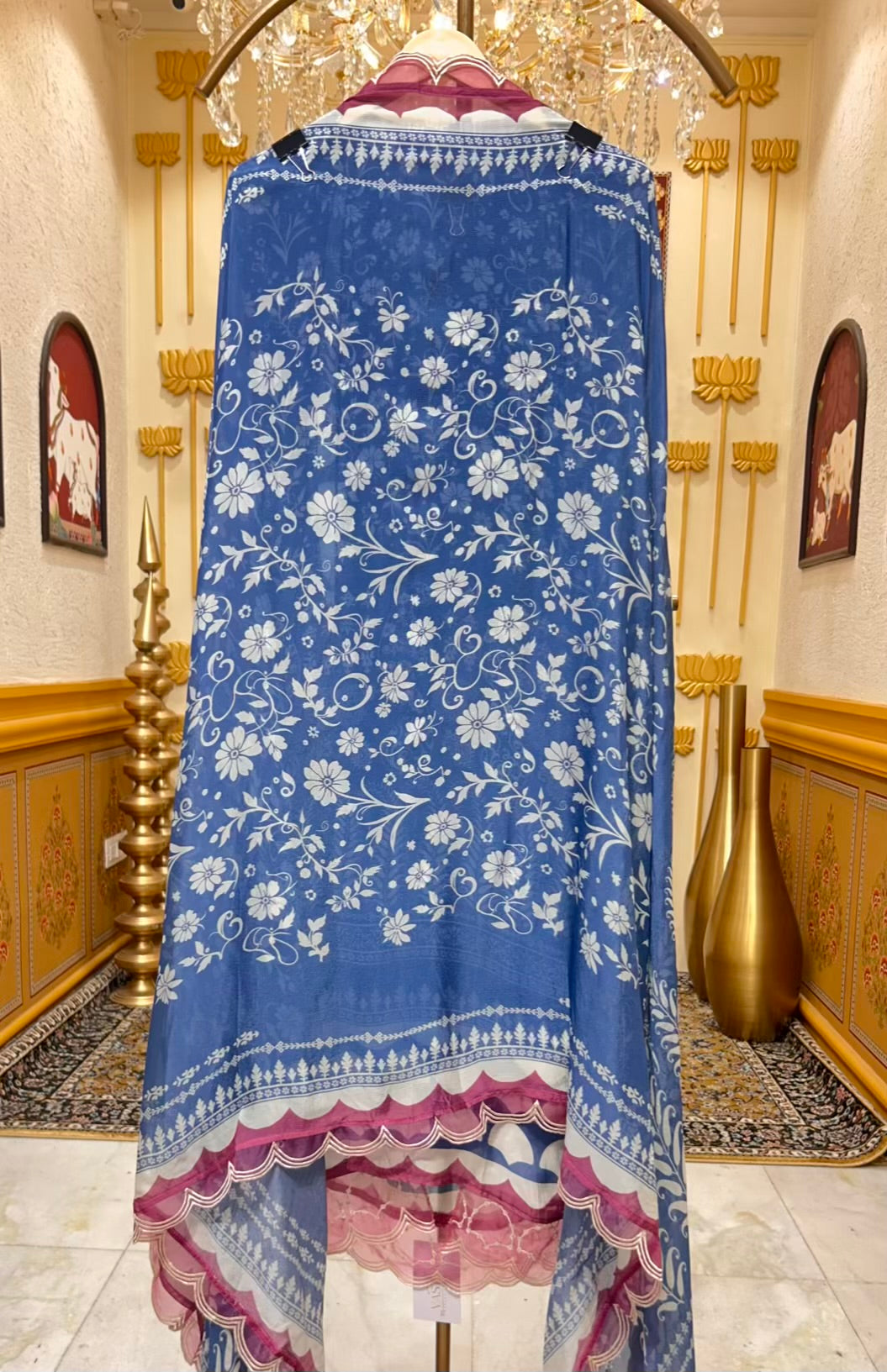 Aafiya Print Veil Suit (Blue)