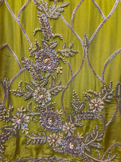 Inaaya Organza Suit (Lemon Green)