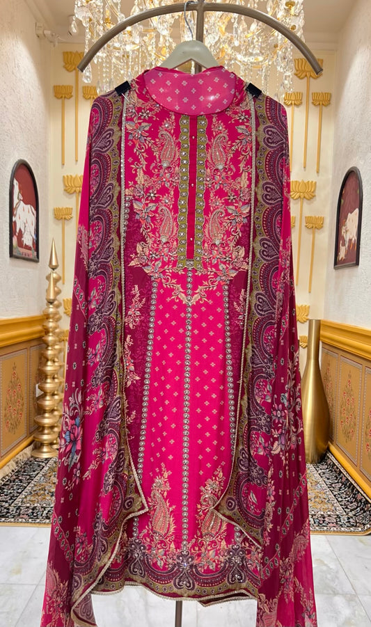 Avnira Crepe Suit (Magenta)