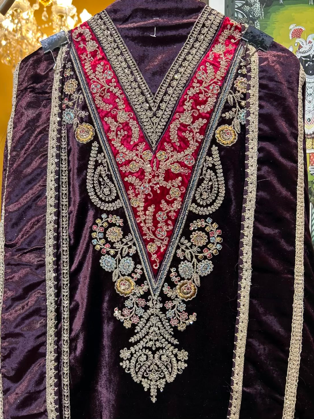 Ruhbaan Velvet Suit (Wine)