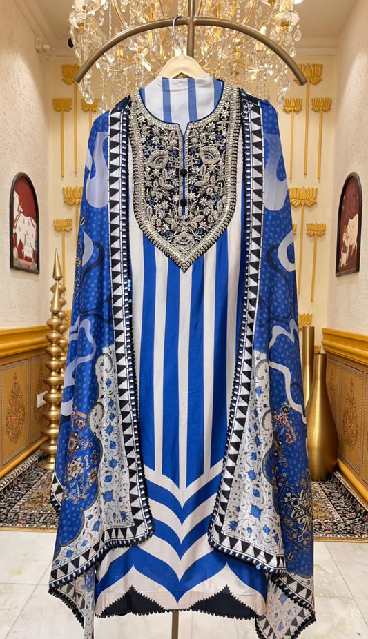 Mehira Silk Grace Suit (Blue)