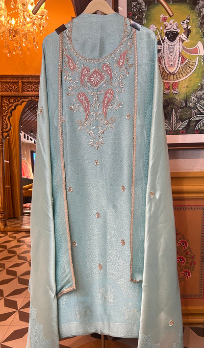 Suhayat Brocade Suit (Blue)